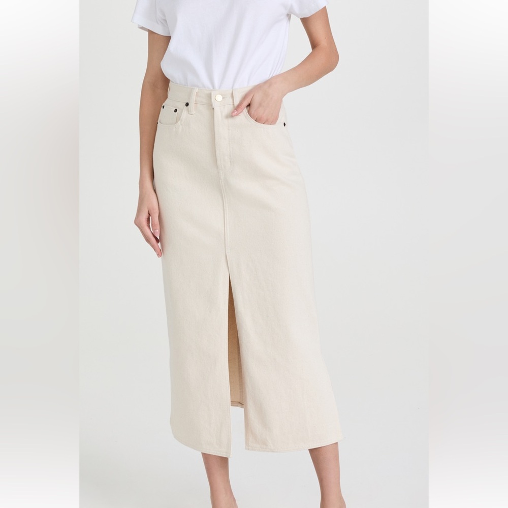 Still here nyc white denim skirt